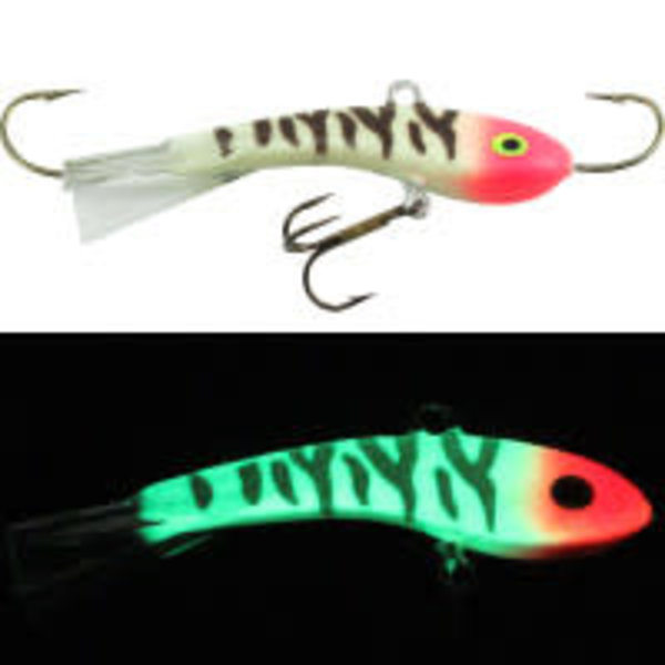 Moonshine Lures Fat Bottom Shiver Minnow #2 Glow Bloody Nose