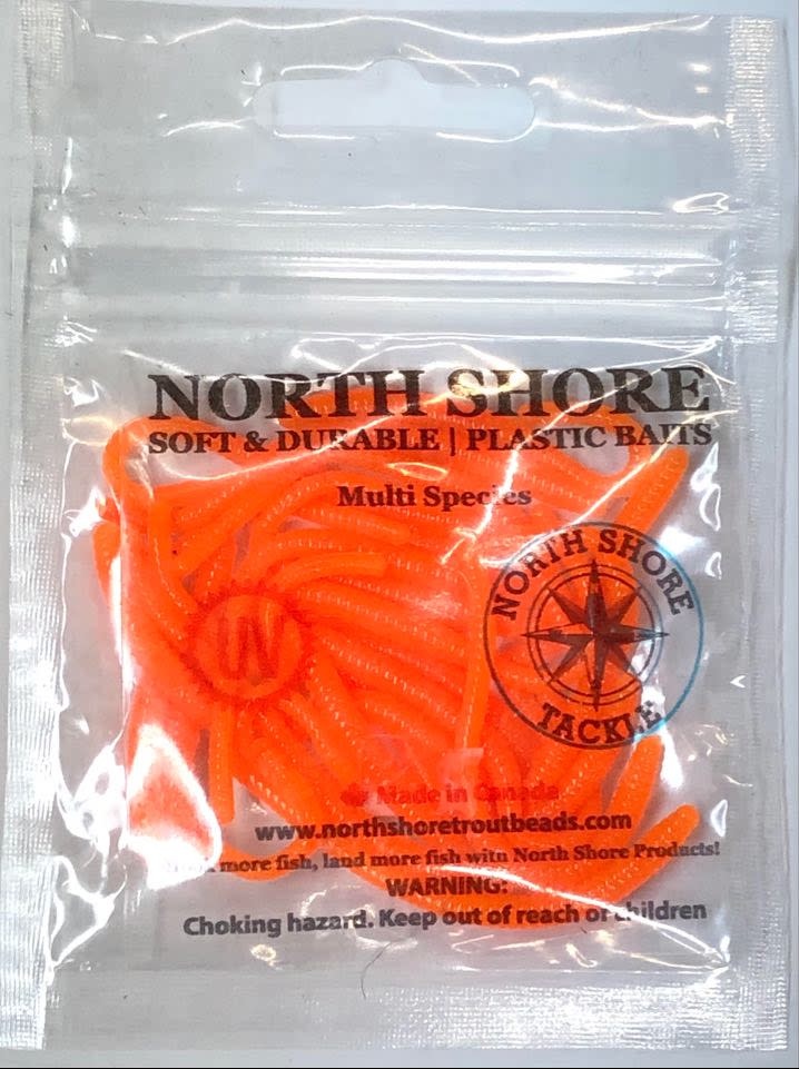 North Shore Tackle Trout Worm's 2 Orange Fluorescent - Gagnon