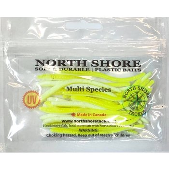 North Shore Tackle Trout Worm's 3" Chartreuse White