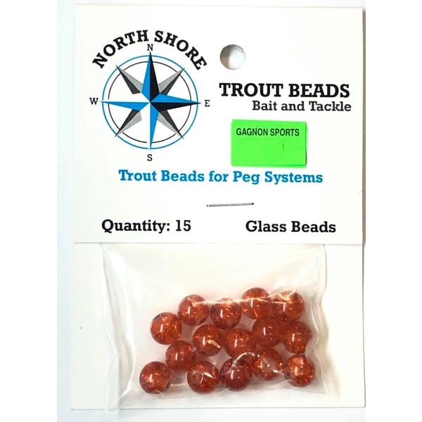 North Shore Tackle Glass Beads 8mm Glass Orange Crackle
