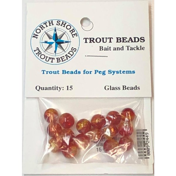 North Shore North Shore Tackle Glass Beads 8mm Glass Transparent Golden Red
