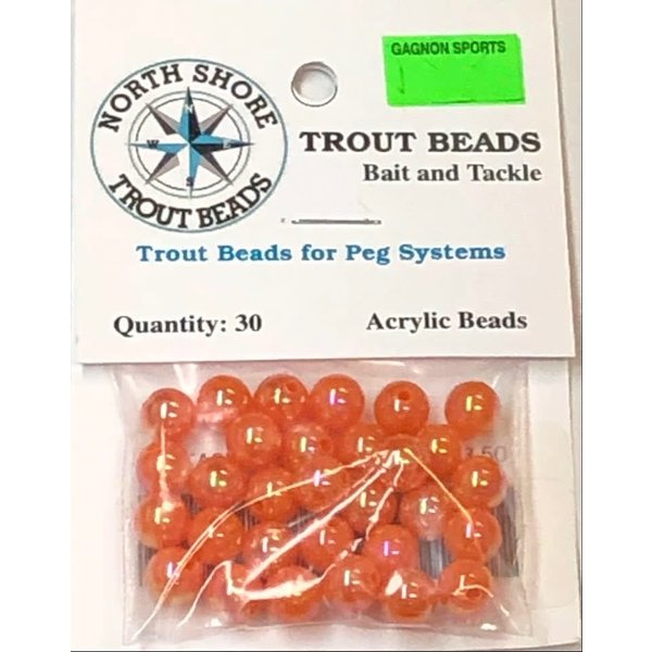 North Shore Tackle Acrylic Beads 8mm Pearl Orange