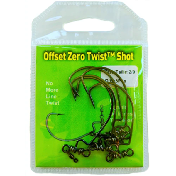 Stringease Offset Zero Twist Shot 1/0 Hook. 5-pk