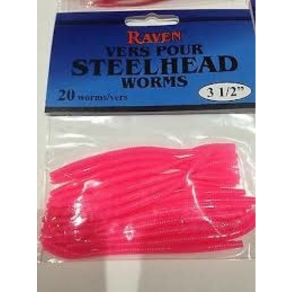 Raven 3.5 Steelhead Worm, Hot Pink