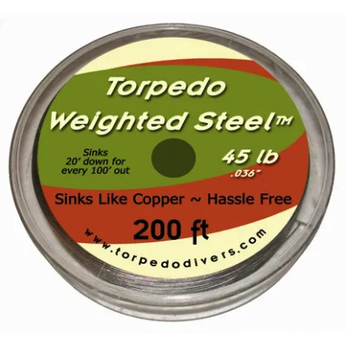 Torpedo Weighted Steel Trolling Wire. 45lb 200 Feet