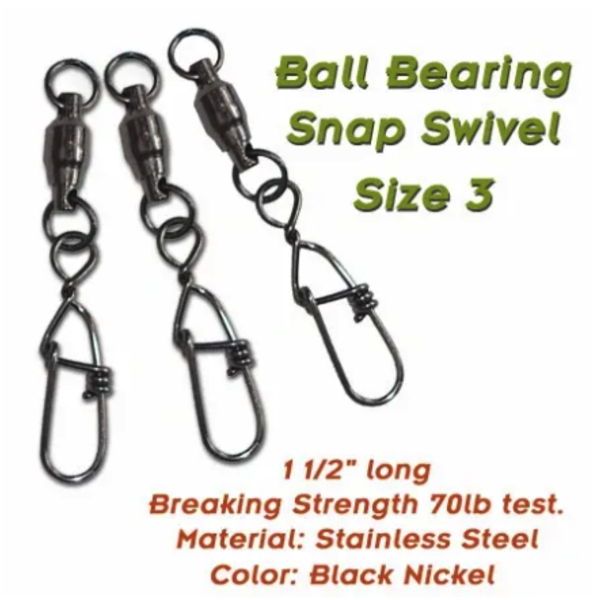 Torpedo Ball Bearing Snap Swivel Size 3 70lb. 5-pk