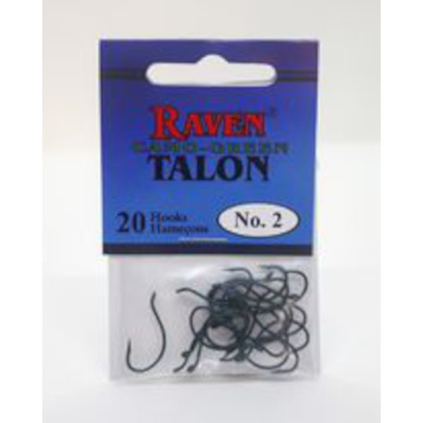 Raven Talon Camo-Green Hooks. Size 2