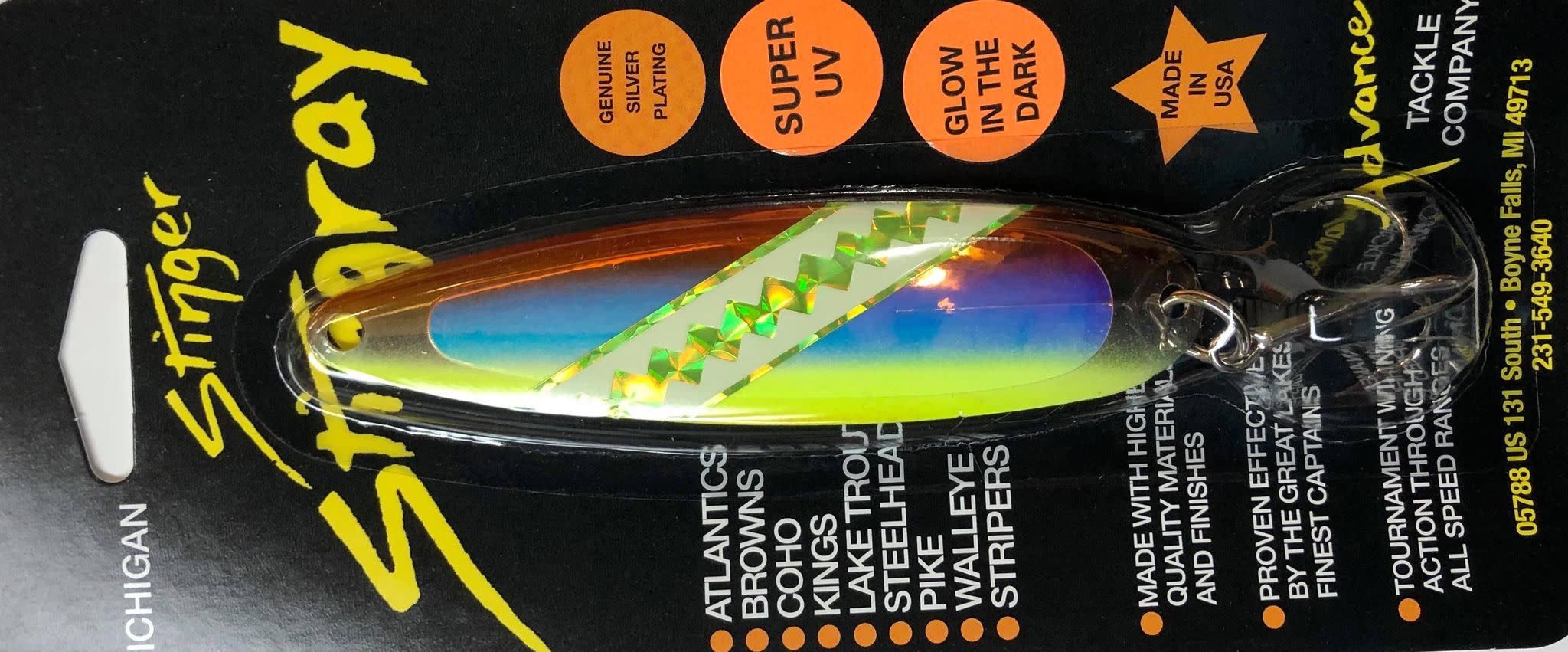 Michigan Stinger Stingray Spoon. UV Caramel Dolphin - Gagnon Sporting Goods