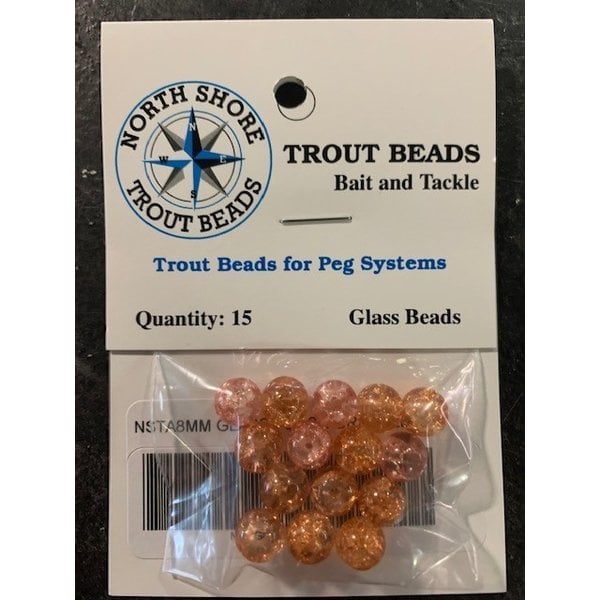 North Shore Tackle Glass Beads 8mm Glass Peach Crackle