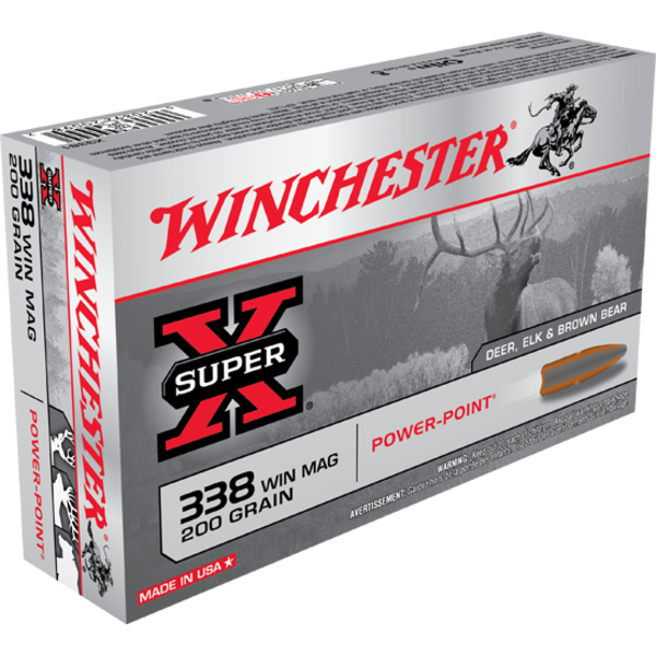 Winchester X3381 Super-X Rifle Ammo 338 , Power-Point, 200 Grains, 2960