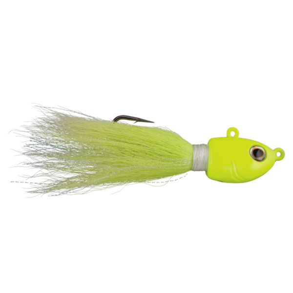 Bucktail Fishing Jigs 1 Oz - White Chartreuse Fusion19 Jig Heads For Saltwater And Freshwater