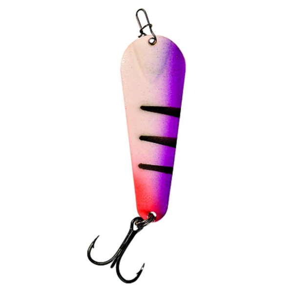 Custom Jigs&Spins Pro Glow Pro Series Slender Spoon. 1/8oz Green Glow Purple Tiger Nickel