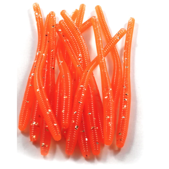 Cleardrift Tackle Trout Worm 3" Orange/Glitter Bomb 20-pk