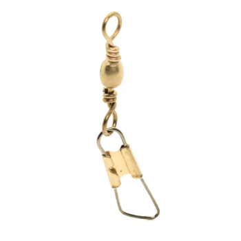 Mustad Brass Barrel Swivel w/Safety Snap Size 8 12-pk