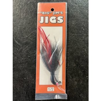 Big Jim's Bucktail Jig. 1/4oz Black Red Feather