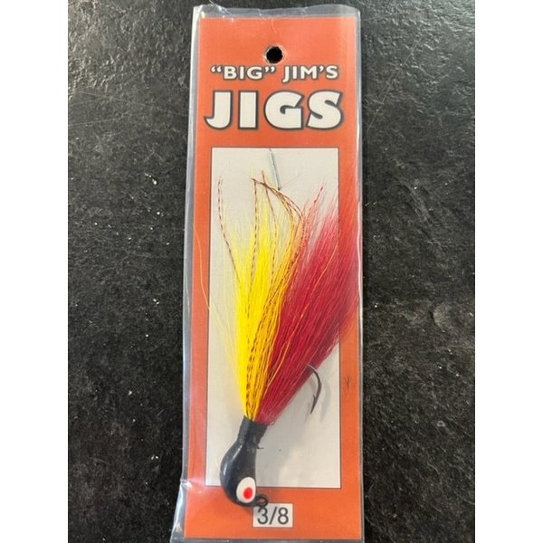 Big Jim's Bucktail Jig. 1/4oz Red/Yellow Gut