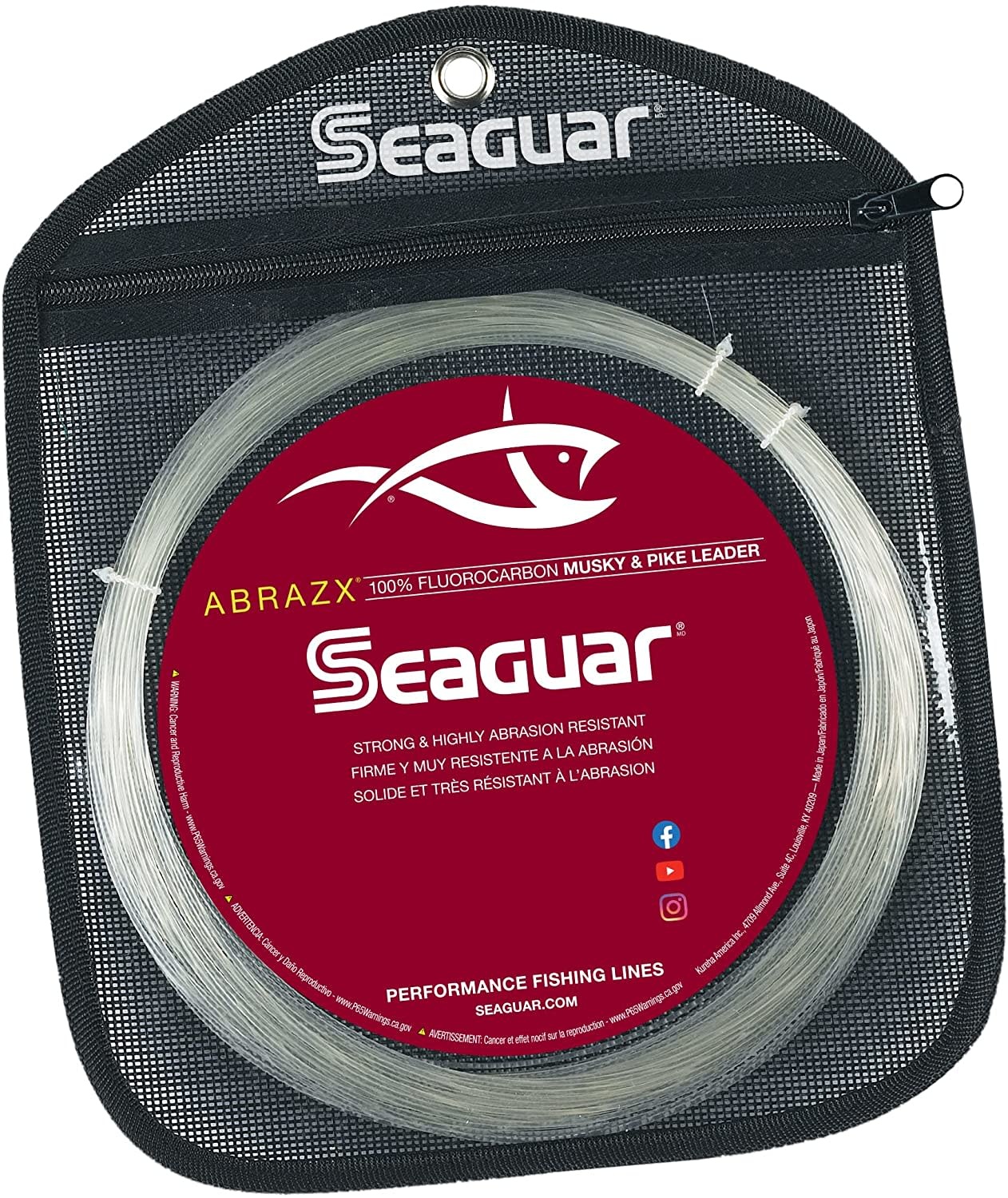 Seaguar AbrazX Fluorocarbon Musky/Pike 100lb 25yds Dia .041