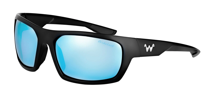 WaterLand Polarized Sunglasses Milliken Matte Black - Blue Mirror