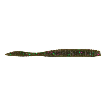 PowerBait MaxScent Flat Worm 4.25" Green Pumpkin Party 8-pk