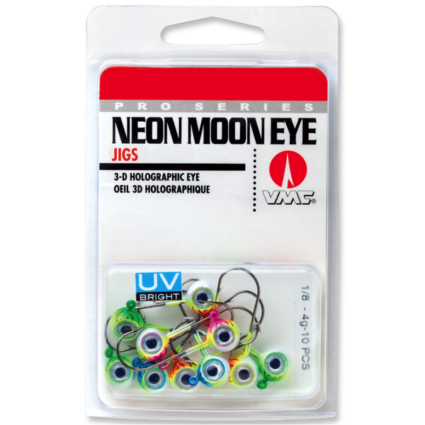 VMC Neon Moon Eye Jig UV Assortment. 1/32oz 10-pk