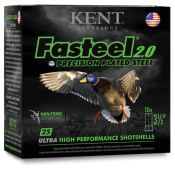 Kent Fasteel 2.0 Precision Plated Steel Waterfowl Ammo, 12ga 3" 1-3/8oz #4 Shot 1300fps 25rds