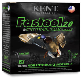 Kent Fasteel 2.0 Precision Plated Steel Waterfowl Ammo, 12ga 3-1/2" 1-3/8oz #BBB Shot 1550fps 25rds