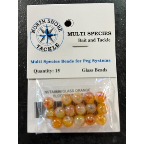 North Shore Tackle Glass Beads 8mm Glass Blood Vein