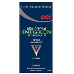 CCI 22 Mag TNT Green Ammo 22 WMR 30gr Lead Free Hollow Point 2050fps 50 Rounds