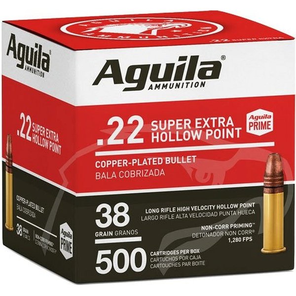 Aguila 22 LR Super Extra HP HV Ammunition Box of 500  (1280fps)