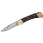 Buck 110 Folding Hunter 3.75" Blade, Ebony Wood Handles, Lockback, Leather Sheath - 9210