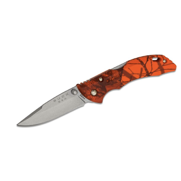 Buck 284 Bantam BBW Folding 2-3/4" Plain Satin Blade, Mossy Oak Blaze Handles - 3893