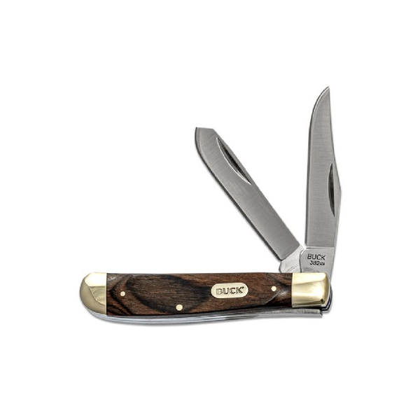 Buck 382 Trapper Two Blade Pocket Knife 3-1/2" Closed, Woodgrain Handles (0382BRW) - 5840