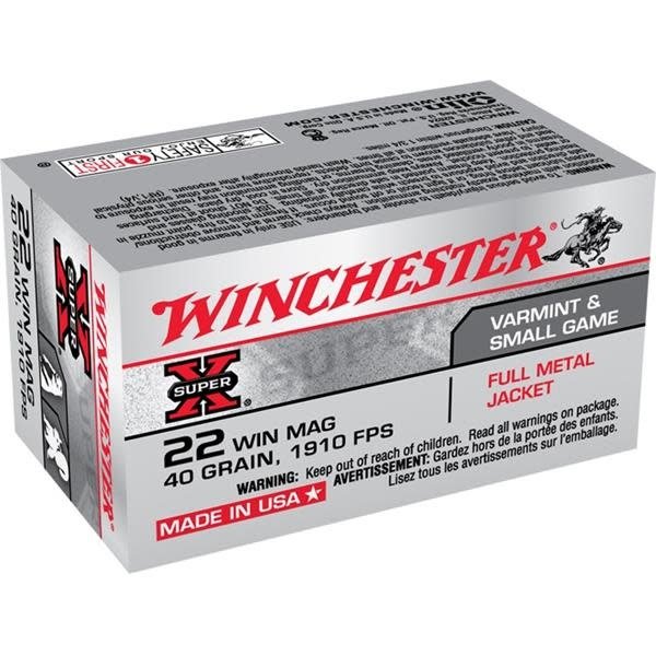 Winchester Super-X Ammo 22 WMR 40gr Full Metal Jacket 50 Rounds
