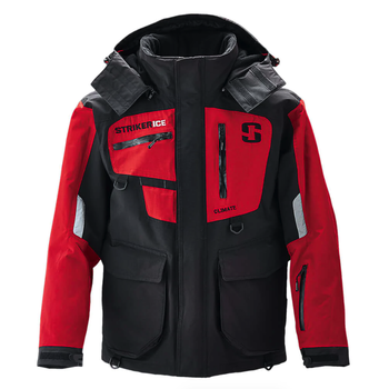 Striker Climate Ice Fishing Jacket. Black/Red