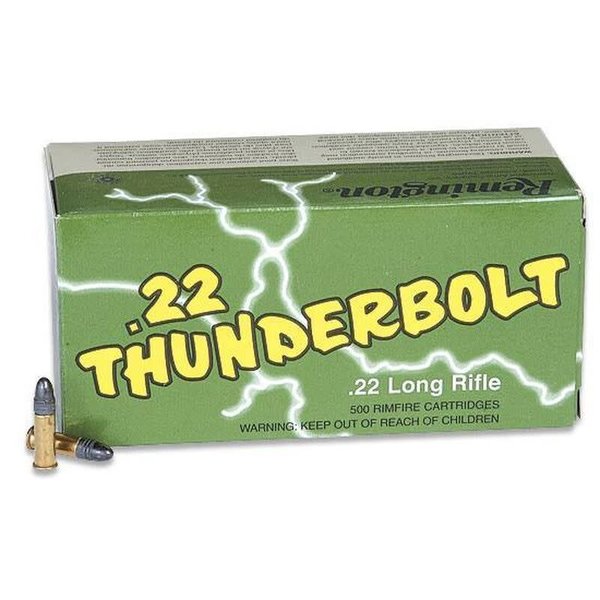 Remington 22 Thunderbolt .22LR Ammunition 40 Grain Lead Round Nose 1255 fps Per 500
