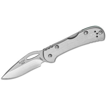 Buck 726 Mini SpitFire Folding Knife 2-3/4" Plain Blade, Gray Aluminum Handles (0726GYS)