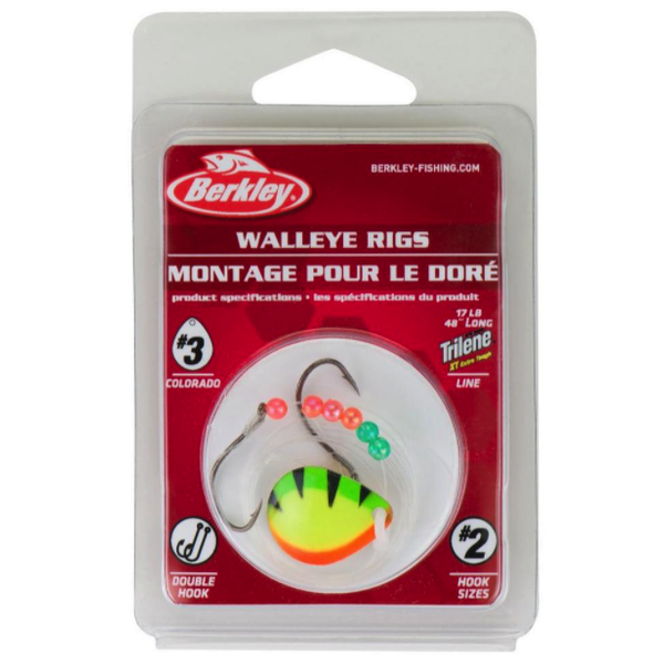 Berkley Walleye Rig Colorado #3 Double Rig #2 Hook Fire Perch (BWRC3-FRP)