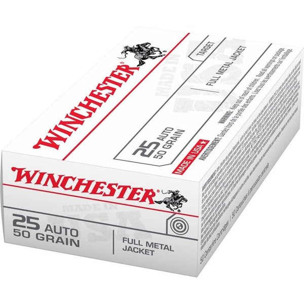 Winchester 25 ACP 50gr FMJ Ammunition