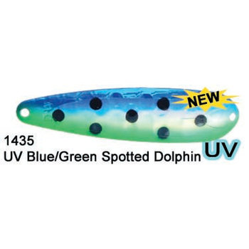 Dreamweaver Mag Spoon. UV Blue/Green Spotted Dolphin