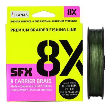 Sufix SFX 8 Carrier X8 Braid. 15lb Lo-Vis Green 150yds