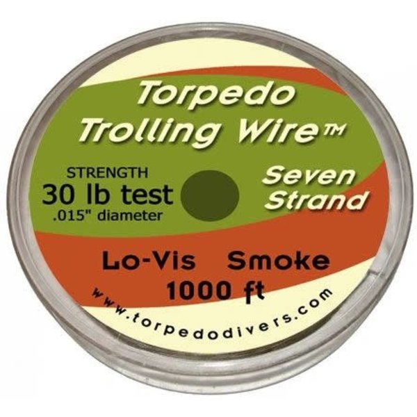Torpedo Trolling Wire. 7 Strand 30lb 1000 Feet Smoke