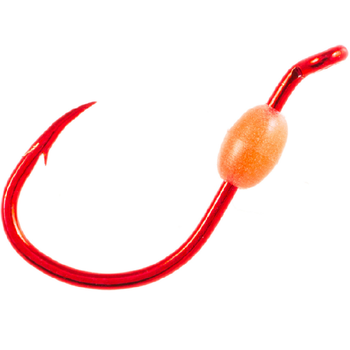 Owner Walleye Bait Hook w/Soft Glow Bead #6 10-pk Red