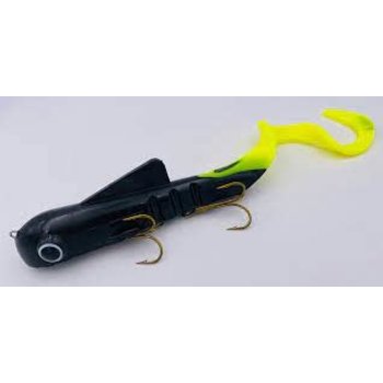 Musky Innovations Regular Bull Dawg 9" Black/Chartreuse Tail