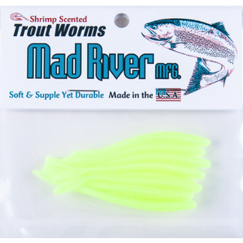 Mad River Trout Worms 2-1/4" Chartreuse 10-pk