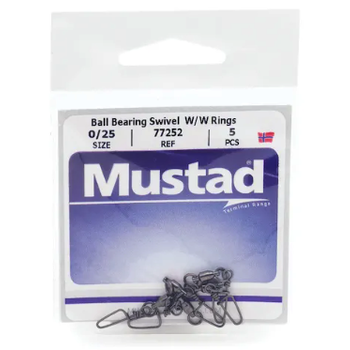 Mustad Ball Bearing Swivel w/Welded Ring & Crosslock Snap Size 2/45 4-pk