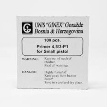 UNIS-GINEX Small Pistol Primers, Qty 500