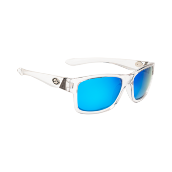 Strike King SK Plus Crystal Clear Frame White Blue Mirror Polarized Sunglasses