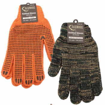 Backwoods Knitted Gloves, Green Camo w/PVC Dots