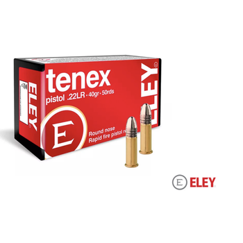 Eley Tenex Pistol 22 LR Rimfire Ammo, 40Gr RN – 50Rds
