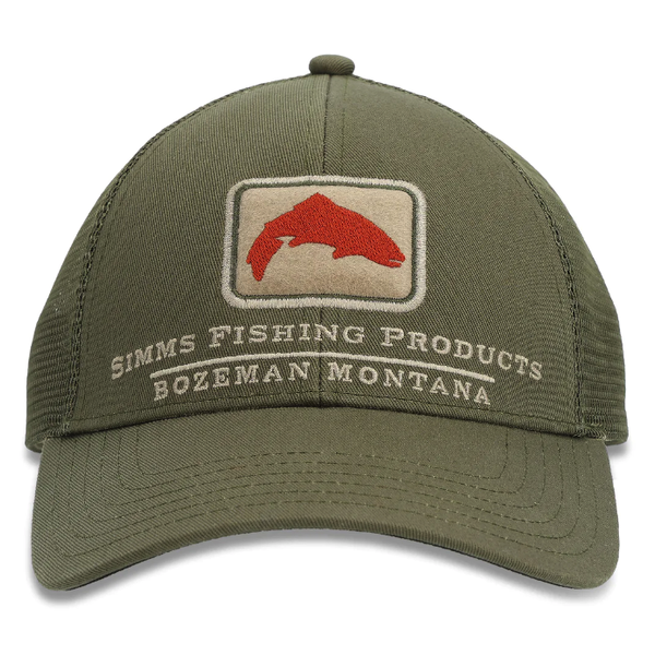 Simms Trout Icon Trucker. Riffle Green
